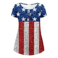 thumbnail image 5 of Ecqkame American Flag Shirt Tops Womens 4th of July T-Shirts Women's Independence Day Patriotic V-neck Button-down Meat Covered Short Sleeve Tops Blue XL, 5 of 5