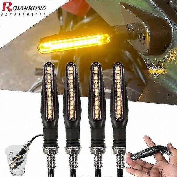 Universal 12V Amber LED Motorcycle Turn Signal Lights Kit, IP68 Waterproof Rear Blinker Accessories, 4-Pack Flasher Indicators for Bikes