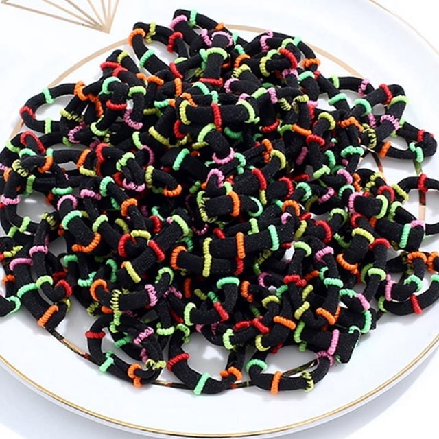 Tignapoo Vibrant Elastic Hair Ties for Kids - 100-Piece Set of Durable, Seamless, Colorful Hair Loops for Daily Use, Parties, and Birthdays (2cm, Assorted Colors)