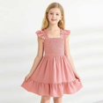thumbnail image 2 of HAOTAGS Girls Dresses Casual,Flare Sleeveless Square Neck Ruffle Dress Pink 10-11T, 2 of 6