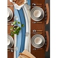 thumbnail image 2 of Ldtrchee Blue Beige Ombre Table Runner 72 Inches, Modern Abstract Geometric Aesthetics Bed Runner Dresser Scarves Tabletop for Indoor Outdoor Parties/Ceremony/Banquet, 16" x 72", 2 of 8