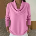 thumbnail image 2 of Cozy Sweaters for Women Knitted Casual Loose Pullover Fashion Cowl Neck Long Sleeve Fall Winter Clothes Trendy Tops Pink M, 2 of 5