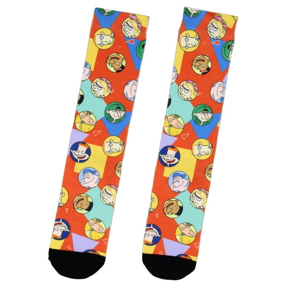 Nickelodeon Hey Arnold Character Bubbles Allover Design Adult Sublimated Crew Socks For Men And Women
