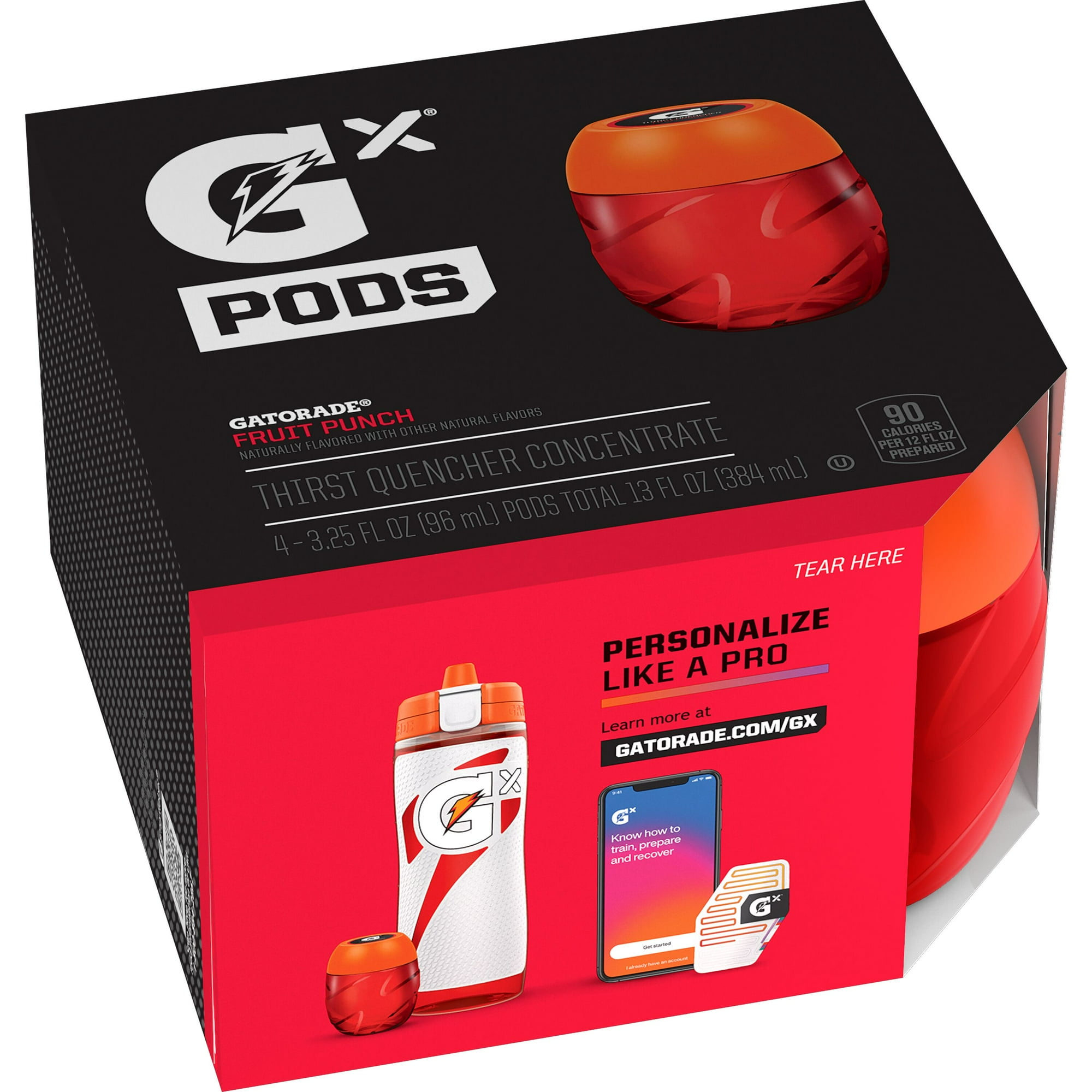 Gatorade GX Pods Thirst Quencher Concentrate Fruit Punch 3.25 oz, 4 Count