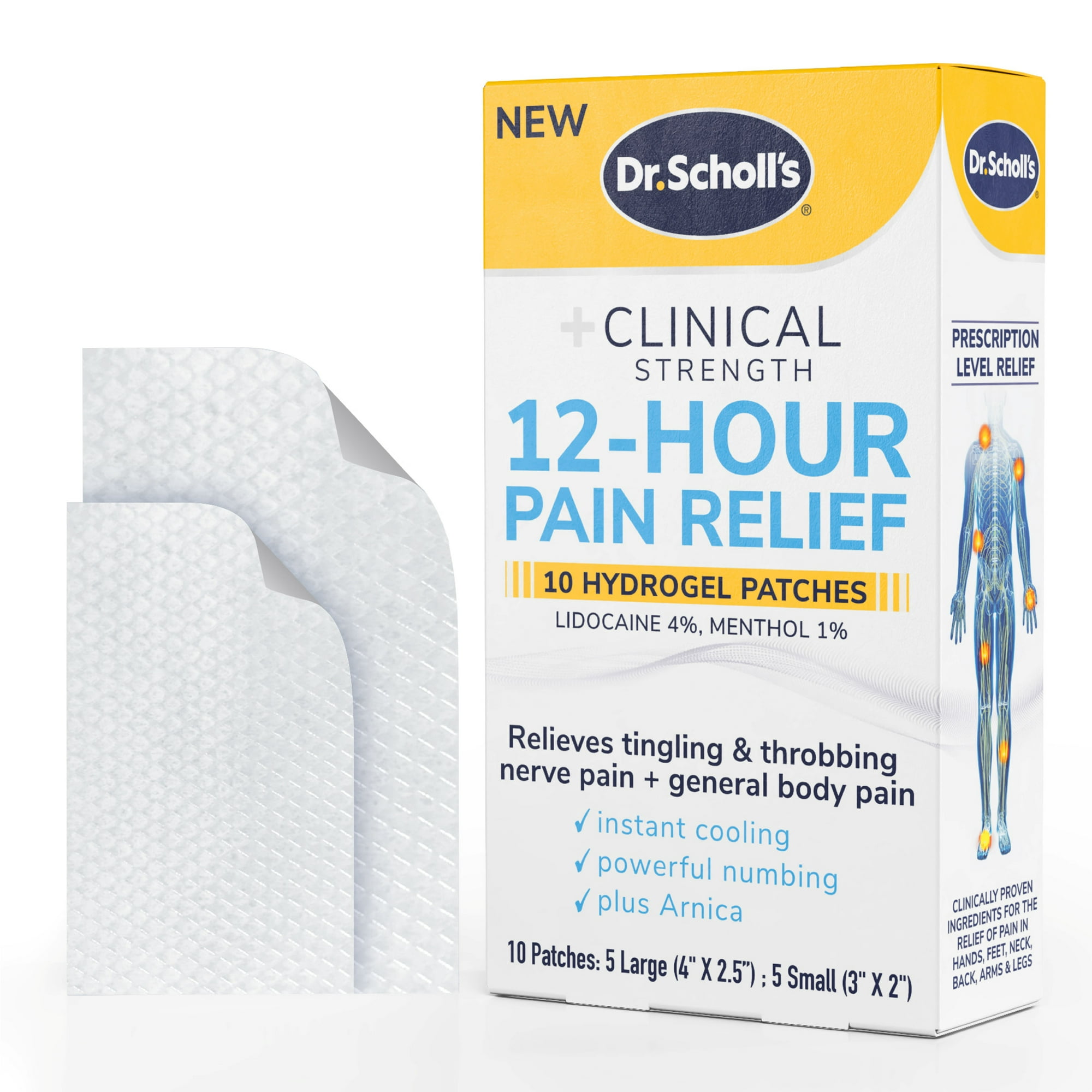 Dr. Scholl's Clinical Strength 12-Hour Hydrogel Pain Relief Patches, 10 Count