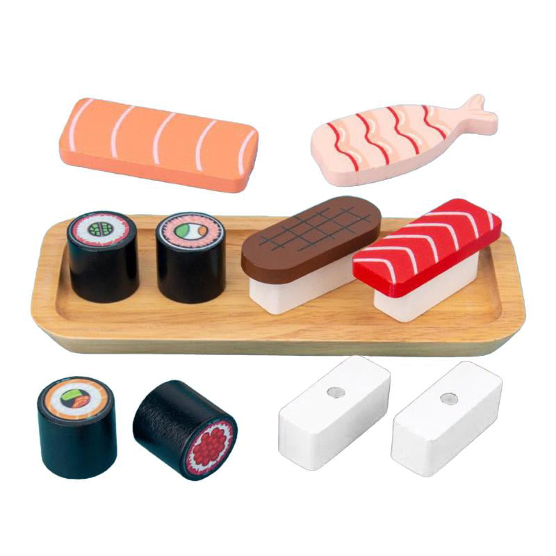 Wooden Sushi Set play food sets for kids kitchen Play Toys Kitchen Role Pretend 