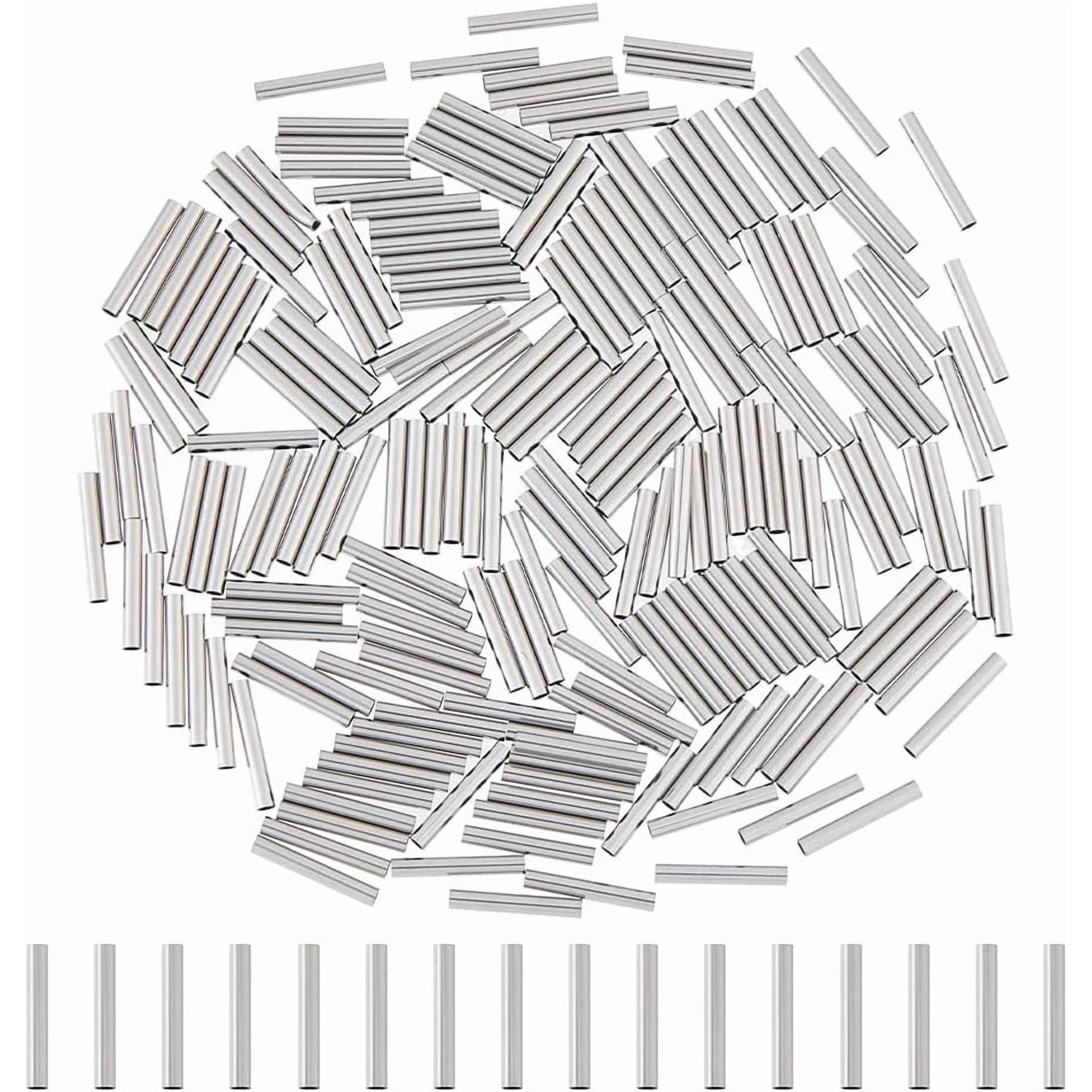 200Pcs Long Metal Tube Beads Stainless Steel Tube Spacer Beads 10mm Long Straight Spacer Beads Long Noodle Tube Beads for Jewelry Making Hole: 1mm Silver