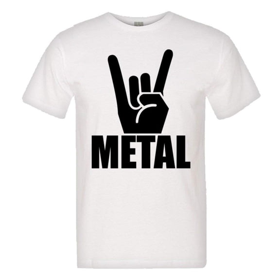 PleaseMeTeesâ„¢ Mens Metal Hand Rock Music Fingers Devil Horns HQ Tee