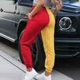 thumbnail image 3 of USNSM Women's Colorblock Sweatpant Elastic Waistband Drawstring Cinch Bottom Pants High Waist Jogger Lounge Trousers Red S, 3 of 7