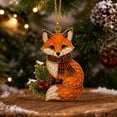 thumbnail image 2 of Clearance! Christmas Tree Ornament, Acrylic Hanging Pendant with Holly Leaf, Holiday Keepsake Decor, Xmas Tree Wreath Garland Home Decorations Indoor (Fox), 2 of 8