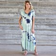 thumbnail image 1 of Nouvelle Robe Bohème Teinture sur Nœuds pour Femmes Manches Courtes Col en V Longue Robe Grande Taille Ample Décontractée Maxi Vestidos Robe de Soirée, 1 of 2