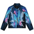 thumbnail image 4 of Jackets for Women Winter Coat Jackets Flannel Stand Collar Jacket(Blue Butterfly Flowers,Size:S-4XL), 4 of 7