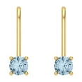 thumbnail image 2 of Clara Pucci 0.5 ct Brilliant Round Cut Drop Dangle VVS1 Genuine Conflict free Blue Zircon Solid 18K Yellow Gold Designer Everyday Earrings Lever Back, 2 of 4