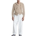 thumbnail image 2 of Zylanna Men's Casual Outfit Sets, 2 Piece Elastic Waist Long Sleeve Hooded Cardigan + Pants Sets for Men Khaki, 2 of 9