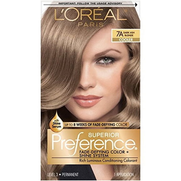 L'Oreal Paris Superior Preference Fade-Defying   Shine Permanent Hair Color, 7A Dark Ash Blonde, Pack of 1, Hair Dye