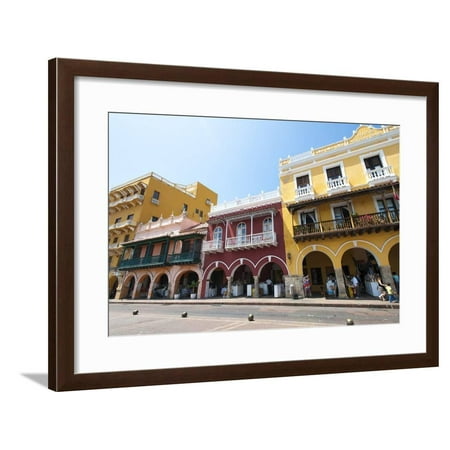 Traditional houses in the colorful old town of Cartagena, Colombia, South America Framed Print Wall Art By Alex