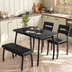 thumbnail image 4 of Kitchen mesa set para 4: 4-piece dining set con 2 sillas y pu forrado bench, cutting de esquina tabletop design, space-saving kitchen muebles para studio o restaurant, negra, 4 of 9