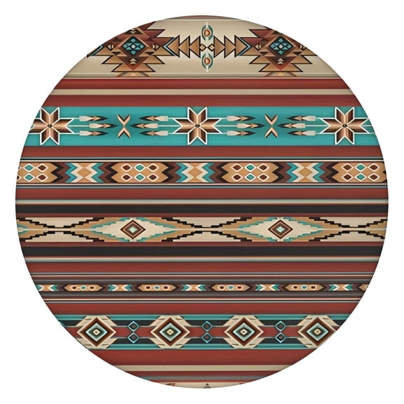 Colorful Bohemian Floral Table Cover with Elastic Border - Vibrant Round Tablecloth for Dining Patio - Fits 52-56 Inch