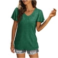 thumbnail image 3 of Comfortable Women's Tank Tops Women's Solid Color Casual Pleated-neck T-shirt With Ruffled Sleeves Loose Top Short Sleeved Round Neck Top/shirt Summer Vacation Beach Fashion Party, 3 of 5