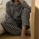 thumbnail image 1 of Conjunto de pijama informal a cuadros para Mujer, ropa de dormir con cuello vuelto, de una sola botonadura, con cintura elástica, para primavera y otoño, novedad, 1 of 4