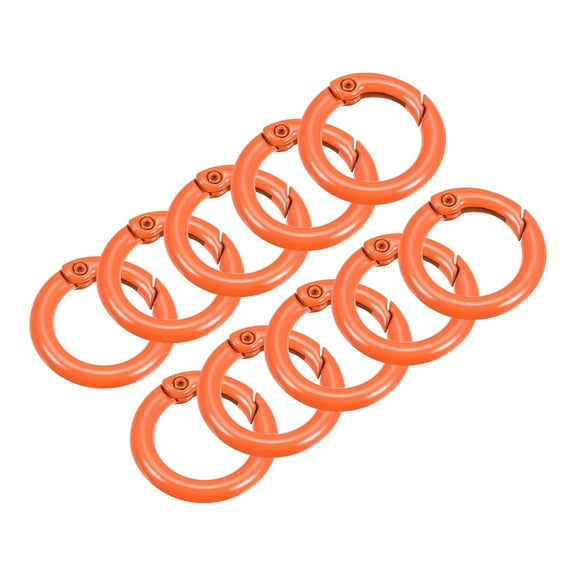 10Pack Round Spring O Rings, 1 Inch(24mm) Trigger Buckle Snap for Bags, Keyrings, Orange