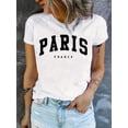 thumbnail image 1 of Paris Print T-shirt, Short Sleeve Crew Neck Casual Top For Summer & Spring, Women's Clothing Tee For adult, Men, Women, Teen, Teenager, adolescent, Youth, 1 of 5