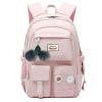 Nylon School Backpack Large Capacity Girls School Bag Mochilas (Black)