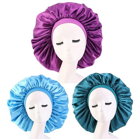 Large Satin Bonnet for Curly Hair Sleeping with Elastic Band Big ...