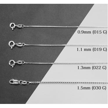 925 Sterling Silver 0.9mm (015 G) Box Chain Necklace, 14" to 30" Available