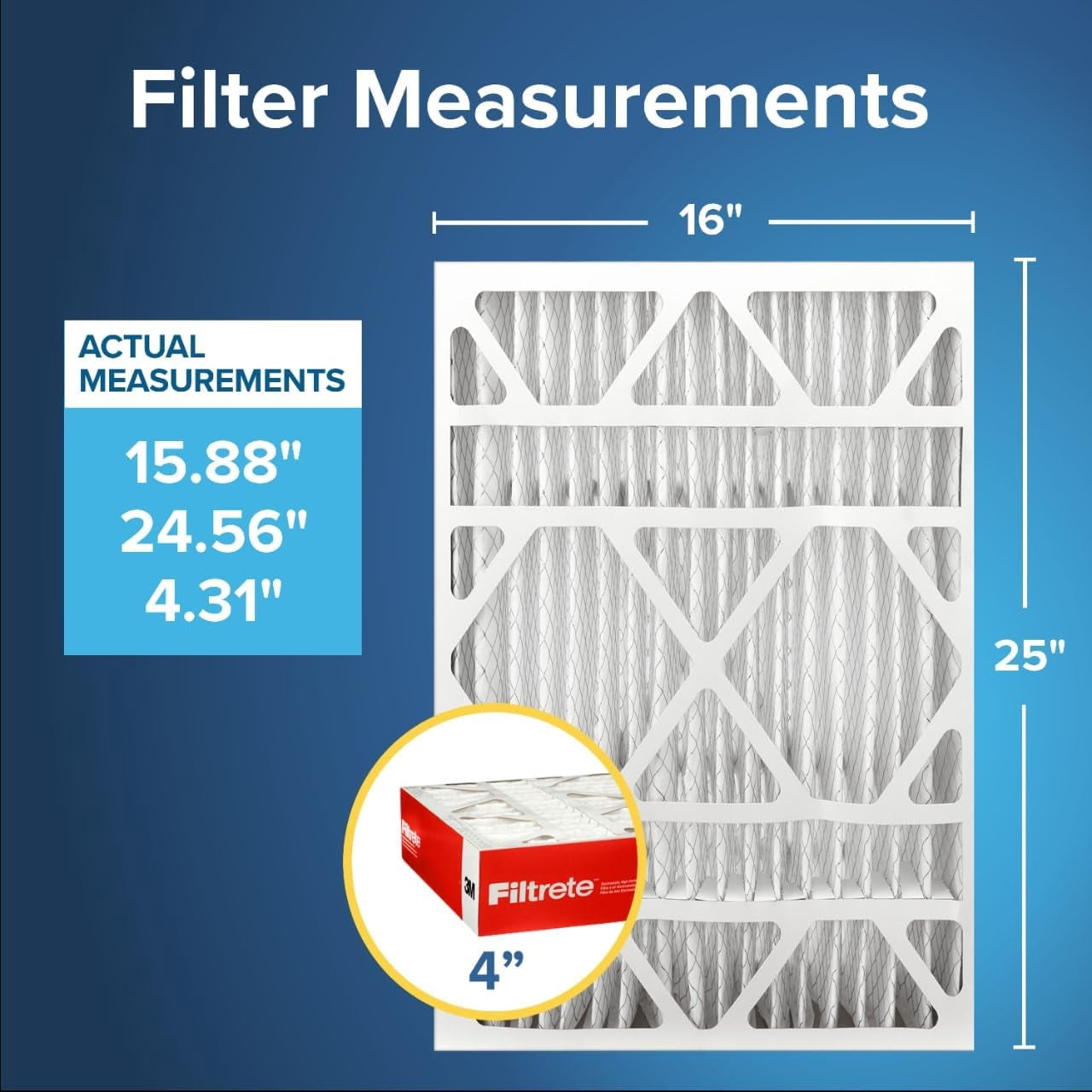 16x25x4 AC Furnace Air Filter, MPR 1000, MERV 11, Fits Lennox & Honeywell Devices, Allergen Defense, Electrostatic Air Cleaning Filter, 4-Pack (actual size 15.88 x 24.56 x 4.31)