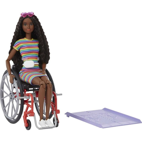 Barbie Fashionistas Doll #166 with Wheelchair & Crimped Brunette Hair