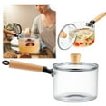 thumbnail image 2 of Bamboohart Clear Glass Cooking Pot Glass Saucepan Borosilicate Glass Pot Clearance 50oz Small Glass Pot with Wooden Handle and Lid for Cooking on Stove Top Soup Milk and More, 2 of 8