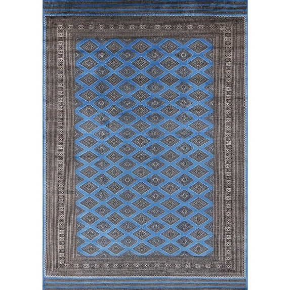 Ahgly Company Indoor Rectangle Mid-Century Modern Koi Blue Oriental Area Rugs, 2' x 5'