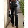 thumbnail image 4 of Pantalones de cuero de imitación para mujer, cintura alta, bolsillo push up, pantalones elásticos de Abanopi Negro/Medio, 4 of 7