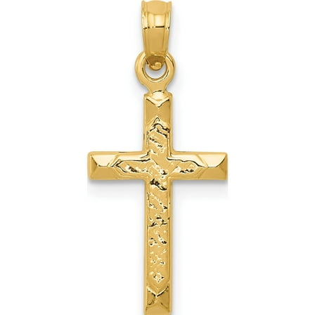 14K Yellow Gold Cross Pendant (24 X 11) Made In Peru c4227