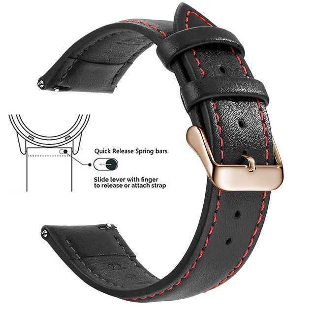 Correa de reloj de cuero genuino de grano superior, correas de reloj de liberación rápida de 18mm/20mm/22mm, se adapta a Samsung Galaxy Watch, Garmin Huawei Watch