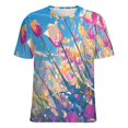 thumbnail image 5 of Vibe Blooming Tulips Women's Short Sleeve Tops Casual Blouses T Shirt, 5 of 6