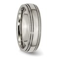 thumbnail image 4 of Diamond2Deal Titanium Polished 6mm Grooved and Beaded Edge Men's Band Size 12, 4 of 5