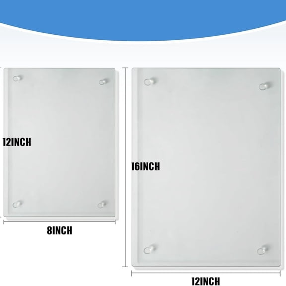 Tempered Glass Cutting Board for Kitchen, Clear Glass Board for Countertop, Heat Resistant, with Non-Slip Feet, 12x16" & 12x8" 2 Pcs Clear