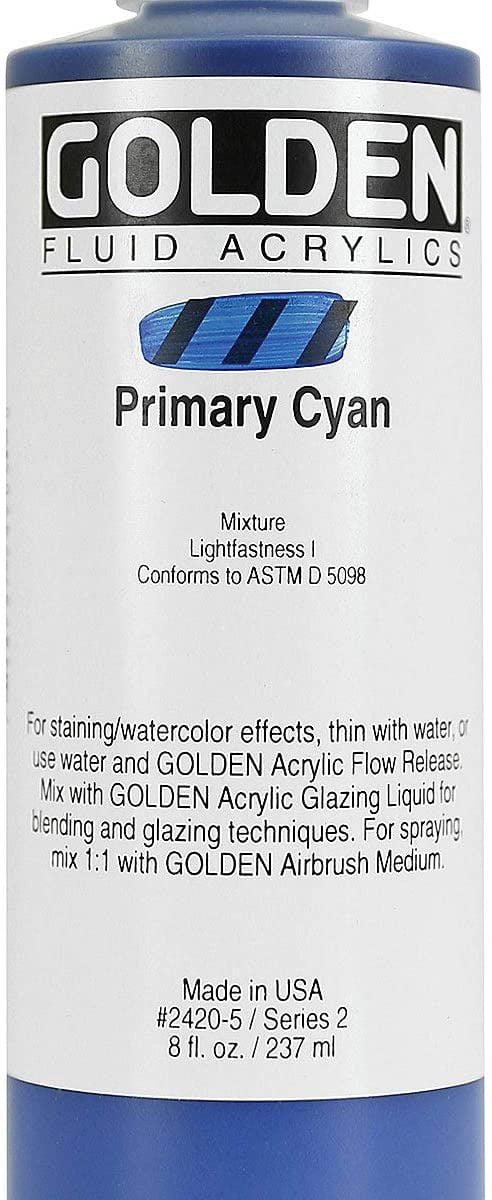 Golden Fluid Acrylic Paint, 8 oz, Primary Cyan
