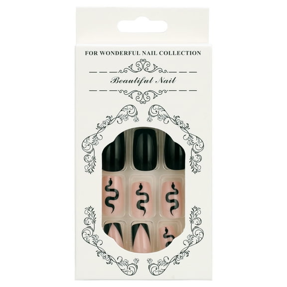 CC HOME Press On Nails - Amber Brown Glossy Long Coffin Nails with Salon UV Finish, Reusable Opaque Nails in 12 Sizes - 24 Nail Kit with Jelly Stickers