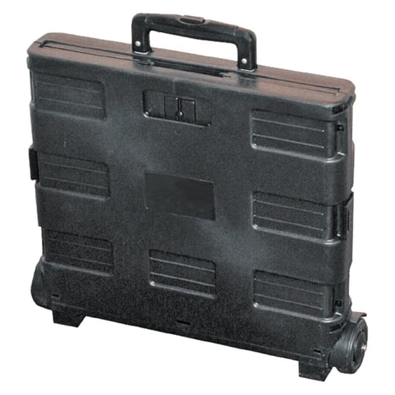 Rolling Foldable Plastic Crate with Telescopic Handle and 3-in. Wheels
