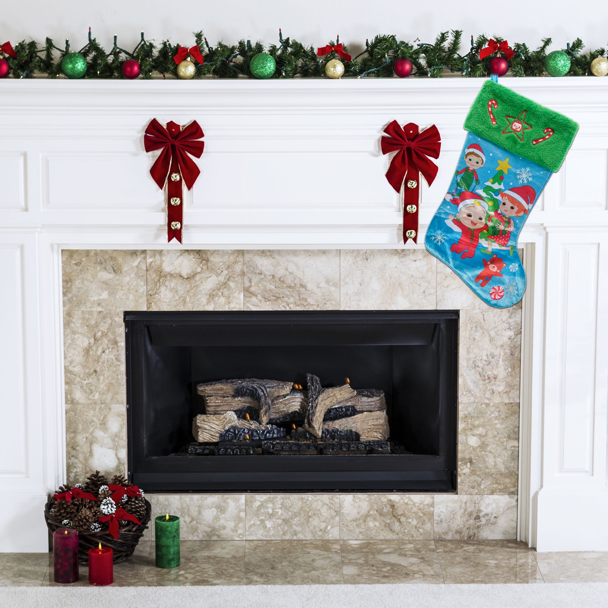 CoComelon JJ, YoYo and TomTom 20 inch Tall Christmas Stocking, Blue, Green, Multi-Color