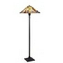 CHLOE Lighting KINSEY Tiffany-Style Blackish Bronze 2-Light Mission Floor Lamp 18" Shade