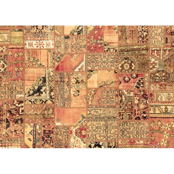 Ahgly Company Indoor Rectangle Patchwork Brown Transitional Area Rugs, 4' x 6'