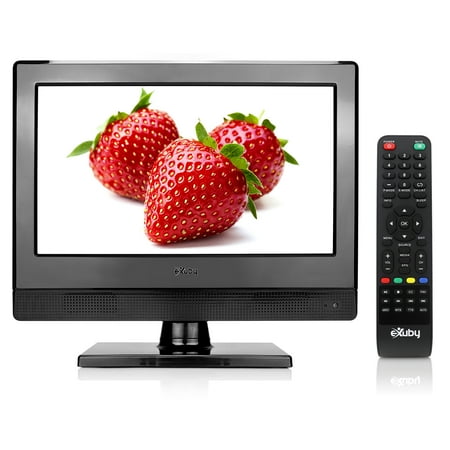 Exuby Small TV - Perfect Kitchen TV - 13.3 Inch LED TV - Watch HDTV Anywhere - for RV TV, Office TV & More - Free HD Local Channels - Small HD TV - USB, HDMI, RCA, RF & More