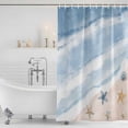 thumbnail image 6 of Extra Long Shower Curtain 72x84 Inch, Blue Summer Beach Shower Curtain Waterproof Bathroom Decor, Coastal Waves Ocean Starfish Conch Fabric Bath Curtain Set Accessories with Hooks, 6 of 7