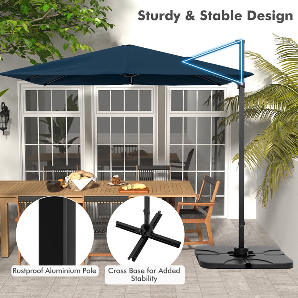 Aimee Lii 9.5 Feet Square Patio Cantilever Umbrella with 360° Rotation, Table Umbrella Outdoor for Patio Pool Beach, Navy Aimee Lii 9.5 Feet Square Patio Cantilever Umbrella with 360° Rotation, Table Umbrella Outdoor for Patio Pool Beach, Navy