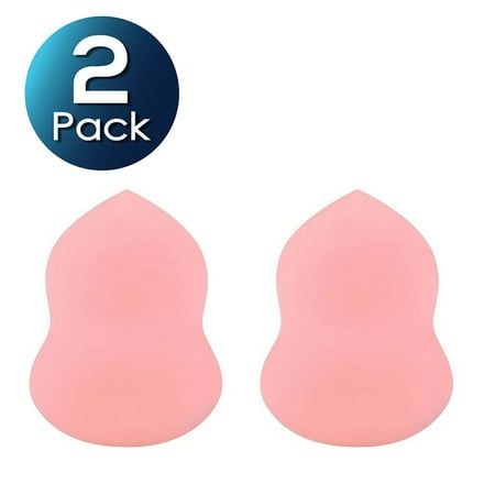 - 2 Pack Beauty Makeup Sponge Blender by Zodaca Puff Blender Flawless Coverage Bottle Design - Light Pink