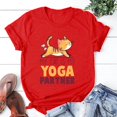 thumbnail image 1 of Mon Chat Est Mon Partenaire de Yoga T-Shirt Imprimé Femmes Hommes Été Décontracté Manches Courtes Col Rond Hauts Mode T-Shirts HM374-Rouge TTG, 1 of 5